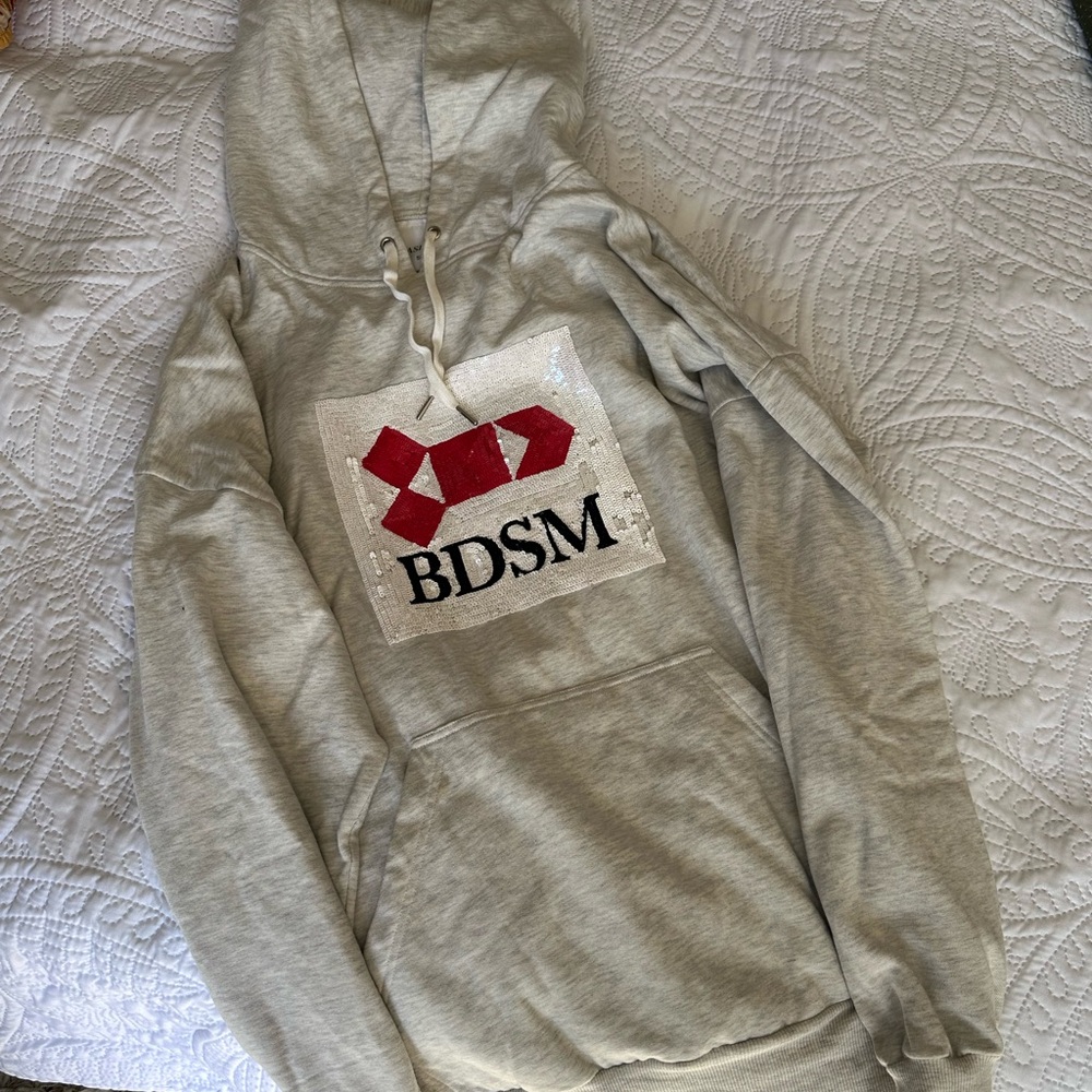 ✨ Custom Ashish Hand-Embroidered Hoodie — BDSM/HSBC Parody ✨